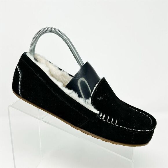 Koolaburra by UGG Women's Black Suede Moccasin Slippers Size 7 Comfort Warmth - Picture 1 of 12